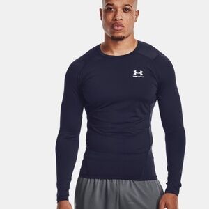 Mens Size XXL UA Under Armour Long Sleeve HeatGear navy blue shirt